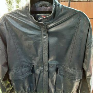 Leather Blue Long Sleeve Jacket